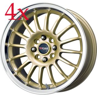 Drag Wheels DR 41 15x7 4x100 et40 Gold Rims Civic Integra Corolla