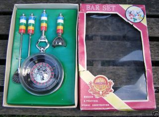 New 1960s Casino Chips Roulette Wheel de Luxe Bar Set