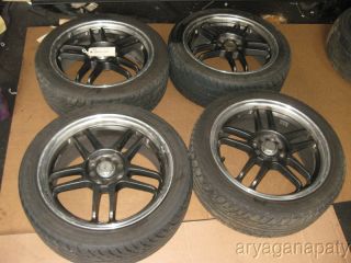 RS Limited Wheels Rims with Tires x4 5 Star Black 17 Prelude 4x114 3