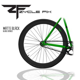Gear Bike 700c 60mm Front & Rear Wheels set Matt Black / Black spokes