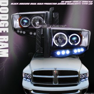 BLK DRL LED HALO RIMS PROJECTOR HEAD LIGHTS LAMP PARKING SIGNAL 02 05