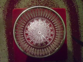Vintage Cut Crystal Leaded Glass Bowl with Silver Plated Rim