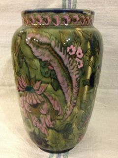 Very Unusual Zsolnay Pecs Floral Vase Stoneware