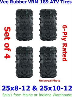 25x8 12 25x10 12 Vee Rubber Grizzly VRM 189 ATV Tires Set of 4