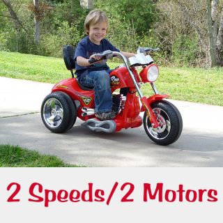 Kids Red Hawk 12V Power Electric Motorcycle w Chrome Wheels