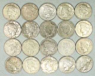 20 Peace Silver Dollars Culls Lot 233 Some Nice Grades Here One Roll