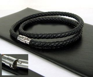 Fashion Men Rims Leather String Brown 316L Stainless Steel Necklace