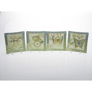 Morning Song Glass Canape Plates Set 4 Susan Winget Certified Intl NIB