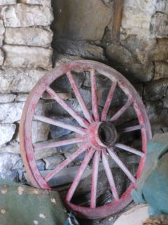Antique Wagon Wheel Metal Rim Wood