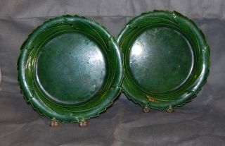 Pair Spode Green Glazed Creamware Leaf Rim Plates
