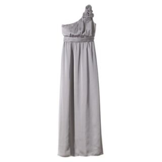 TEVOLIO Womens Satin One Shoulder Rosette Maxi Dress   Cement Gray   14