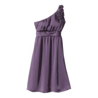 TEVOLIO Womens Satin One Shoulder Rosette Dress   Plum Spice   2
