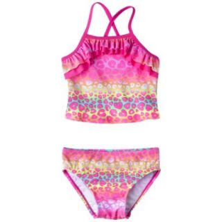 Circo Infant Toddler Girls 2 Piece Cheetah Tankini Swimsuit Set   Pink 2T