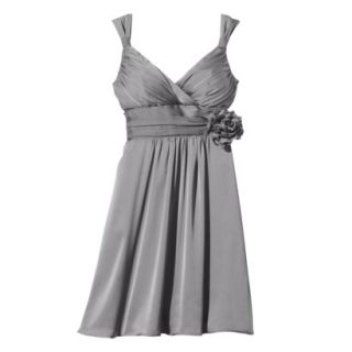 TEVOLIO Womens Plus Size Satin V Neck Dress with Removable Flower   Cement  