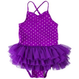 Circo Infant Toddler Girls Heart Tutu 1 Piece Swimsuit   Plum 2T
