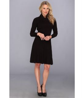 Calvin Klein L/S Sweater Dress w/Full Skirt and Cowl Neck Womens Dress (Black)