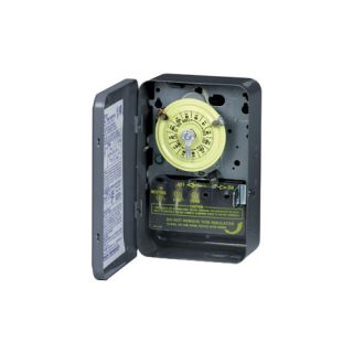 Intermatic T104 Timer, 208277V DPST 24Hour Mechanical Time Switch w/ Metal Case