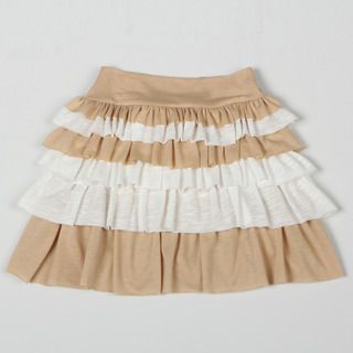Paulinie Collection Girls Beige Pleated Ruffle Knit Skirt. (Beige/ whiteStripe constructionElastic waistbandPull onMeasurement Guide Childs Sizing GuideMaterials: 100 percent polyesterMachine washableModel: PAFW10658<img src=http://cdn.overstock/