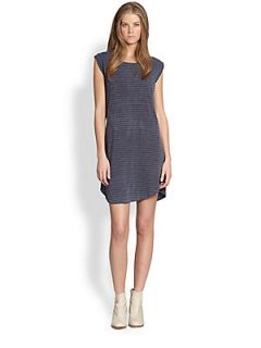 SUNDRY Striped Stretch Jersey Dress   Grey