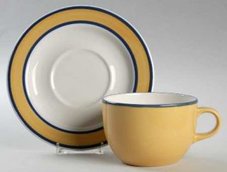 Nancy Calhoun Fusions Honey Flat Cup & Saucer Set, Fine China Dinnerware   Yello