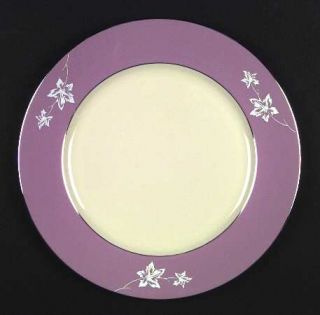 Flintridge Misty Leaf Mauve Dinner Plate, Fine China Dinnerware   Mauve Band, Wh