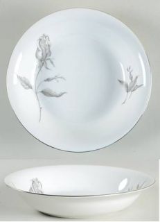 Carlsbad Andante Coupe Soup Bowl, Fine China Dinnerware   Silver Rose,Bud&Leaves