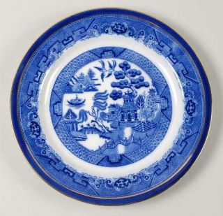 Royal Doulton Willow (Flow Blue) Luncheon Plate, Fine China Dinnerware   Flow Bl
