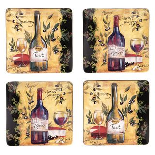 Certified International Wine And Cheese Party Dinner Plate (set Of 4)