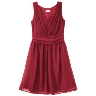 TEVOLIO Womens Plus Size Chiffon V Neck Pleated Dress   Stoplight Red   28W
