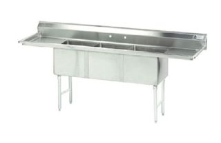 Advance Tabco Fabricated Sink   24 Right Left Drainboard, 3 Bowl, 304 Stainless Steel, LR