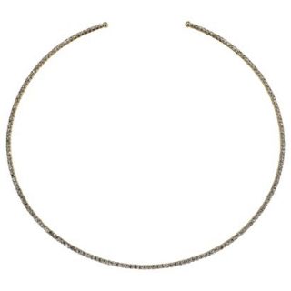 Choker Necklace with Rhinestones   Gold