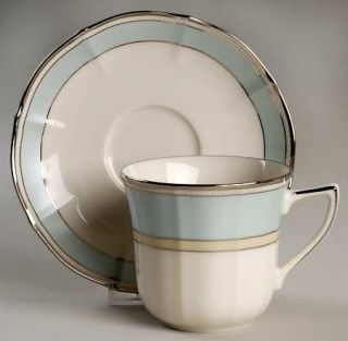 Noritake Centura Green Flat Cup & Saucer Set, Fine China Dinnerware   Imperial B