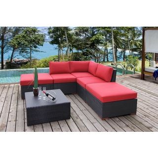 Andover 6 piece Corner Outdoor Sectional Set (Dura fast eed Materials: Wicker, aluminum, resin, olefin fabricFinish: Multi, brown Cushions included Weather resistant UV protection Adjustable legs/back: No Wheels: No Umbrella stand/base: No Weight capacity