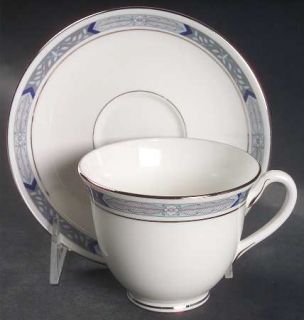 Royal Worcester Beaufort Blue Footed Cup & Saucer Set, Fine China Dinnerware   W