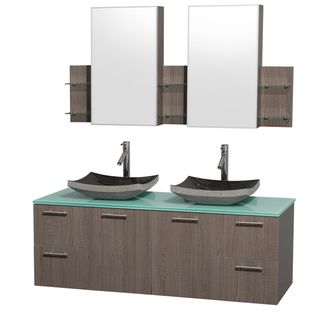 Wyndham Collection Amare 60 inch Grey Oak/ Green Top/ Granite Sink Vanity Set