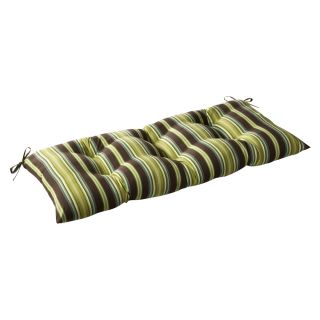 Pillow Perfect Outdoor Brown/ Green Stripe Tufted Loveseat Cushion (Brown/greenPattern: StripeMaterials: 100 percent polyesterFill: 100 percent virgin polyester fiberClosure: Sewn seam Weather resistantUV protectedCare instructions: Spot clean Dimensions:
