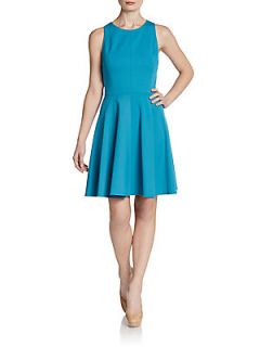 Ponte Knit Fit & Flare Dress   Turquoise