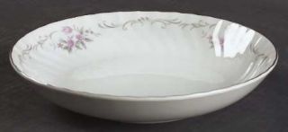 Gold Standard Gst1 Coupe Soup Bowl, Fine China Dinnerware   Pink Flowers,Gray Sc