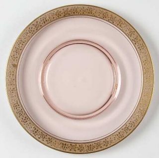 Tiffin Franciscan Rambler Rose Pink Luncheon Plate   Stem #14196, Pink   Gold En
