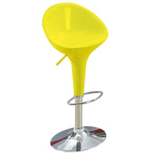 Sybill Adjustable Yellow Chrome Finish Air Lift Stools (set Of 2) (Yellow Materials: ABS seat and back, metalFinish: Chrome Adjustable air lift stoolDimensions: 36 inches high x 18.5 inches wide x 20 inches deep )