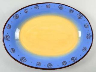  Carmen Blue 18 Oval Serving Platter, Fine China Dinnerware   Tan Spira