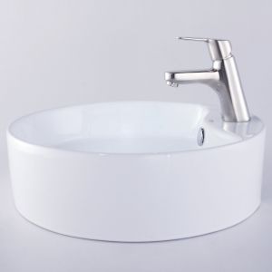 Kraus C KCV 142 14901BN Exquisite Ferus White Round Ceramic Sink and Ferus Basin