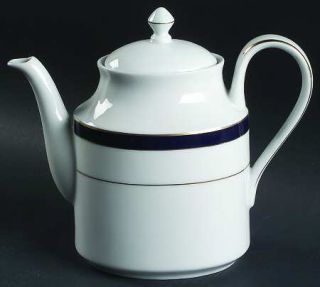 Muirfield Royal Lapis (Navy Blue Band) Teapot & Lid, Fine China Dinnerware   Nav