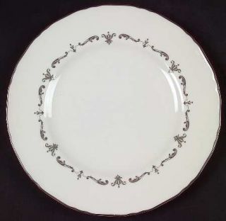 Royal Worcester Silver Chantilly Salad Plate, Fine China Dinnerware   Gray Scrol