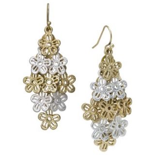 Womens Bouquet of Flowers Fish Hook Earrings   Gold/White