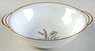 Noritake Lynne Lugged Cereal Bowl, Fine China Dinnerware   Gray & Gold Flowers &