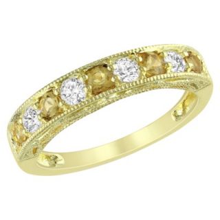 Yellow Plated Silver 5/8ct Citrine and Created White Sapphire Ring