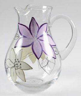Laurie Gates Anna Plum Glassware Pitcher, Fine China Dinnerware   Purple Flowers