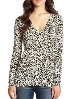 Sandy Silk Leopard Print Sweater   Bright White