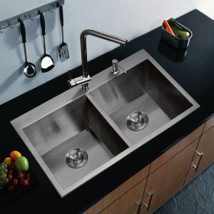 Water Creation SSS TD 3322A Stainless Steel Sinks 33 In. X 22 In. Zero Radius 50